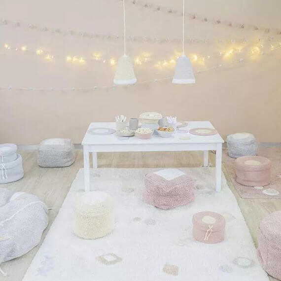 Pouf lavable en machine enfant en coton Marshmallow rond Lorena Canals